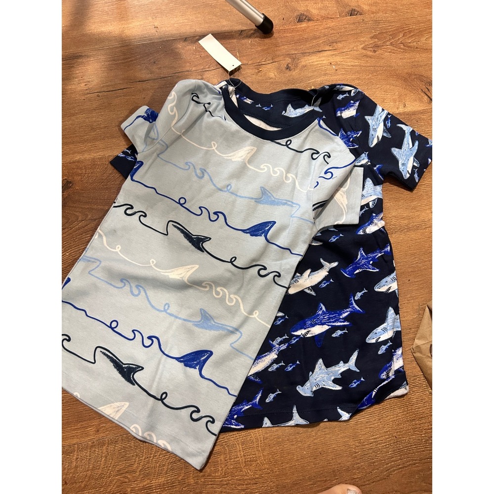 Members Mark Kids Organic Cotton Shark Pajama Set 3 Piece Blue Navy Size 8